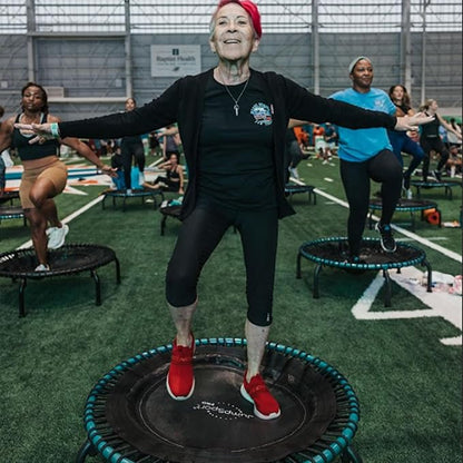 JumpSport 350 PRO Indoor Heavy Duty Fitness Trampoline, 39-inch | 36 Premium EnduroLast 4 Elastic Cords | Customized Bounce with 7 Settings | 300 lb Wt. Rating | 60-Day Free Trial to 350+ Videos