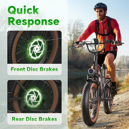 2 Seater Electric Bike, 48V 20AH(𝟗𝟔𝟎𝐖𝐇) Large Removable Battery, 𝟏𝟑𝟎𝟎𝐖 Peak Motor, 20"x 4.0" Fat Tire Ebike for Adults, 80+Miles Max,30+MPH, City Couple E Bike for All Terrain