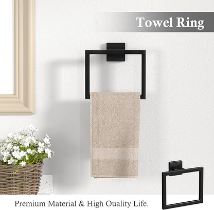 10-Pieces Matte Black Bathroom Accessories Set 23.6 Inch 304 Stainless
