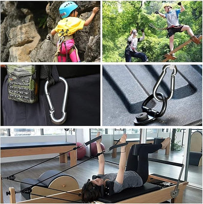 3 Inch Carabiner Spring Snap Hook Steel Clip Link Buckle Heavy Duty 8x80mm 10 Pcs for Outdoor Camping Hiking Hammock Swing, White