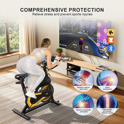 Exercise Bikes for Home,Indoor Cycling Bike with Adjustable Magnetic,Brake Pad Resistance Silent Belt Drive,330lbs Weight Capacity &Upgraded Version Seat for Home Cardio&Weight Loss