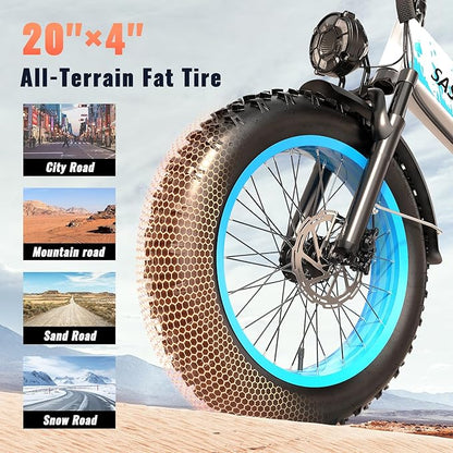 Folding Electric Bike for Adults, 20'' 1500W Peak Fat Tire Ebike, Up to 70 Miles 30+MPH Electric Mountain Bike with 52V 20AH Removable Battery, Dual Suspension, 7-Speed,UL Certified