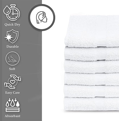 GOLD TEXTILES 24 PCS New White 20X40 Cotton Blend Economy Bath Towels Soft & Quick Dry Salon Hair Towel-Gym Towel (2 Dozen)