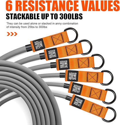 HPYGN Resistance Bands, Heavy Exercise Bands with Handles, Fitness Bands for Working Out, Workout Bands for Men, Weight Bands Set for Muscle Training, Strength, Slim, Yoga, Home Gym Equipment