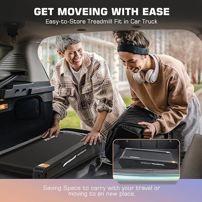 FUNMILY Smallest Walking Pad with 5% Incline, 2 in 1 Under Desk Treadmill for Home Office, 2.5 HP Mini Compact Walking Treadmill, Installation-Free/300lbs Weight Capacity/Unique Lighting Design