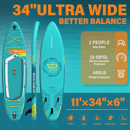 11'6"/11'/10' Inflatable Paddle Board with Complete Accessories, Versatile Premium Paddle Boards for Adults/Youth, Stand Up Paddle Board Polar/Wave/Sunny Wave Collection