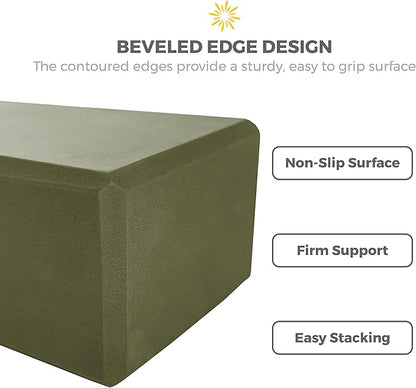 Sunshine Yoga 4" Yoga Block, 10 Pack Bulk EVA Foam Yoga Blocks, Firm and Supportive Yoga Brick, Balance Foam for Stretching, Pilates, and Workout, 4" x 6" x 9"