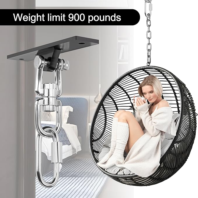 Heavy Bag Hanger,Punching Bag Mount Hanger Bracket,Ceiling Mount Hook 360°Rotation Wood Beam Holder Body Weight Strength Training Systems,Suitable for Swings and sandbags(900 LB Capacity)