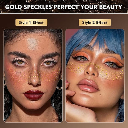 Glitter Freckles,Glitter Freckles Face Tattoo,Gold Freckles,Sparkle Freckles,Face Glitter Makeup Patches,6pcs