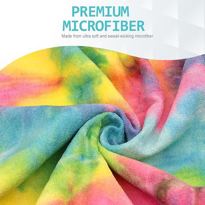 Eunzel Yoga Towel,Hot Yoga Mat Towel with Grip Dots Sweat Absorbent Non-Slip for Hot Yoga, Pilates and Workout 24" x72", Yellow & Blue & Pink