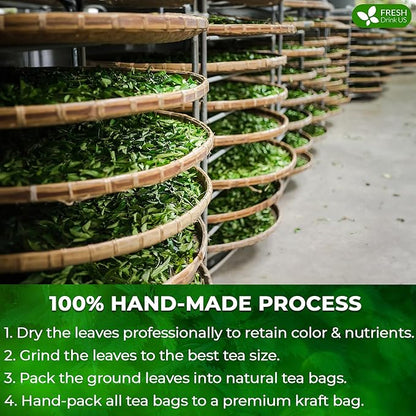 FreshDrinkUS, 55 Nettle Leaf Tea Bags, 100% Natural & Pure from Nettle Leaves. Loose Leaf Nettle Herbal Tea. Nettle Leaf Tea. No Sugar, No Caffeine, No Gluten, Vegan.