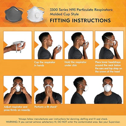 Kleenguard™ 3300 Series N95 Particulate Respirator (54626), RA3315V Molded Cup Style, NIOSH-Approved, Exhalation Valve, Regular Fit, White (10 Respirators/Box)