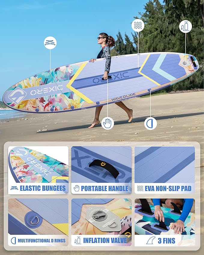 Inflatable Stand Up Paddle Board with SUP Accessories, Anti-Slip EVA Deck, 11'*33" Inflatable Paddle Boards for Adults & Youth of All Skill Levels