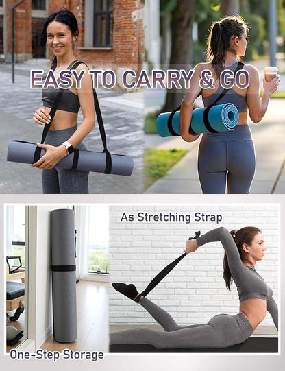 MRZZATA Yoga Mat Carrier Strap - Adjustable Thick and Wide Strap for Carrying Mat or Stretching, Black