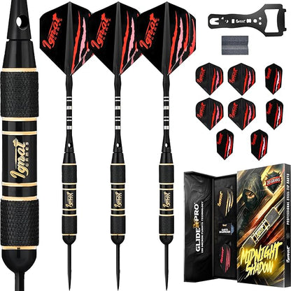 IgnatGames Premium Steel Tip Darts – 3/6/12 Pack Brass Barrels with Aluminum Shafts, 16 GlideXPro Flight Set, Tool Kit & Giftable Case