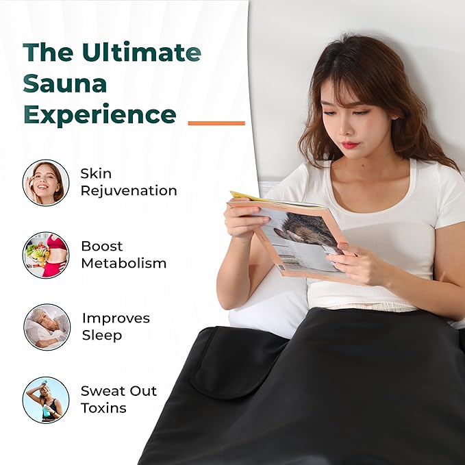 Infrared Sauna Blanket for Home | Portable Far Infrared Sauna Bag for Detox, Weight Loss & Relaxation, Dry Heat Therapy, Personal At-Home Wraps with Adjustable Temp 95-185°F. 110V 500 Watts, 71" x 36"