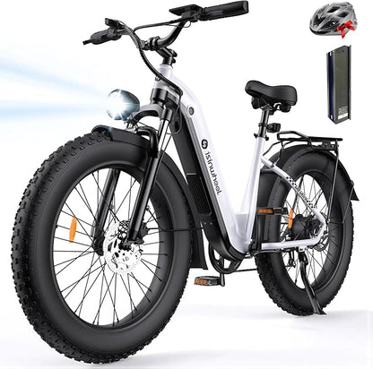 isinwheel U8 Plus Electric Bike for Adults,1500W Peak Motor Hydraulic Brake Ebike,Max 20/28MPH 75-105Miles Electric Bicycle with 13AH/18AH Battery,26" Step-Thru Fat Tire Commuter E Bike for Adults