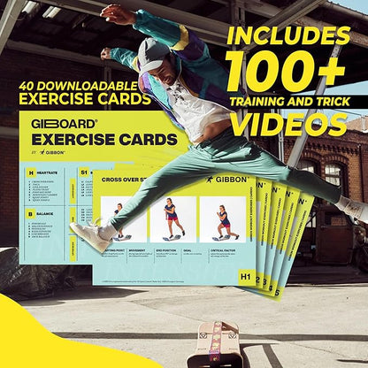 GIBBON SlackBoard - GiBoard Balance Board Kids & Adults - Slackline Balance Trainer - Slack Board Core Workout Equipment Home Gym Training - Standing Desk Exercise - Yoga, Agility, Pilates & More