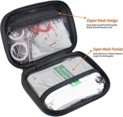 I GO 85 Pieces Hard Shell Mini Compact First Aid Kit, Small Personal Emergency Survival Kit for Travel Hiking Camping Backpacking Hunting Marine Car