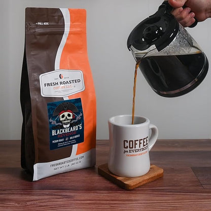 Fresh Roasted Coffee, Blackbeard's Revenge, 2 lb (32 oz), Medium Roast, Kosher, Whole Bean