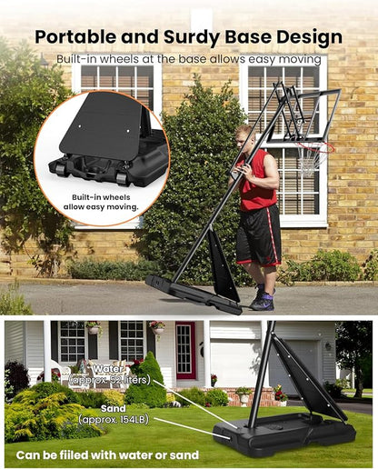 IGL In ground Basketball Hoops Outdoor, 10ft Height Adjustable Basketball Goal In ground with Shatterproof Backboard and Pro-Style Rim