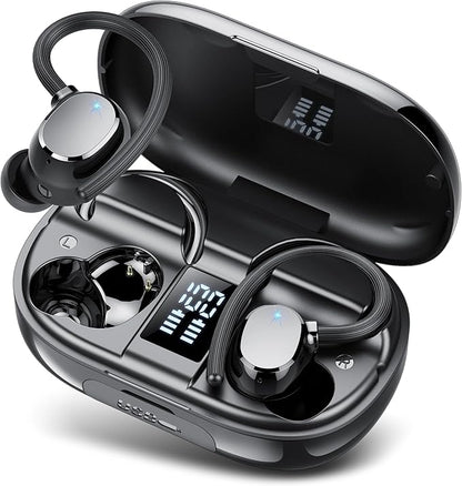 Ear Buds Wireless Bluetooth Earbuds Sport 2025 New Bluetooth 5.3 Headphones with LED Display 128H Playtime Powerful Bass Over Ear Earphones with Earhooks IP7 Waterproof for Gym/Running/Workout