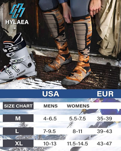 Hylaea Merino Wool Ski Socks, Cold Weather Socks for Snowboarding, Snow, Winter, Thermal Knee-high Warm Socks, Hunting