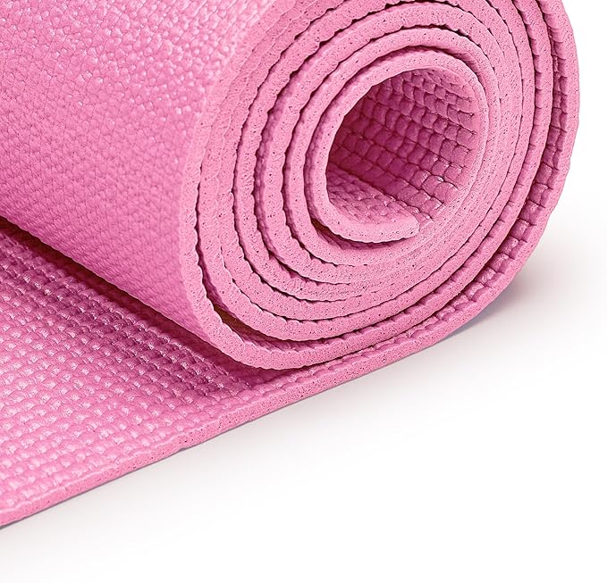 Sunny Health & Fitness Non-Slip Yoga Mat – Durable, Anti-Tear, Lightweight, Cushioned Support for Yoga, Pilates, Stretching Exercises, Meditation and Floor Workouts | Multiple Sizes & Colors