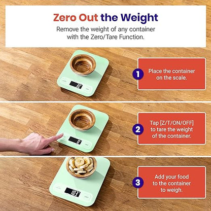 Etekcity Food Kitchen Scale, Digital Grams and Ounces for Weight Loss, Baking, Cooking, Keto and Meal Prep, Large, Green