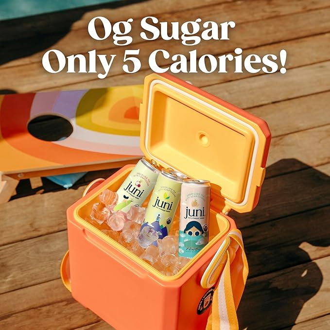 Juni Sparkling Adaptogen Drink with Ashwagandha, Lion’s Mane & Reishi Mushrooms | Green Tea for Focus, Zero Sugar, 5 Calories, Organic | Non Alcoholic Drinks - Raspberry 12 pack