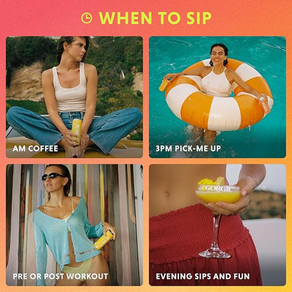 GORGIE Sugar Free Natural Energy Drinks, Sparkling Mango Tango (12 Pack) - Healthy Energy Drinks - Natural Coffee Replacement with Green Tea Caffeine and Biotin - 150mg Caffeine, Vegan, & Low Calorie