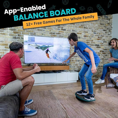 GoBalance Board - App-Enabled Balance Board. Smart Bluetooth Sensor, 12 FREE Interactive Games - Fun, Balance Training and Home Gym Workout! Boost Coordination & Strength for Teens and Adults