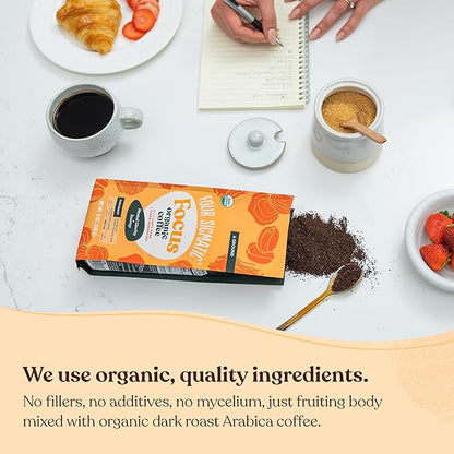 Four Sigmatic Focus Mushroom Coffee | Organic Ground Coffee with Lion's Mane Mushroom and Chaga for Better Focus and Immune Support | 12oz Bag