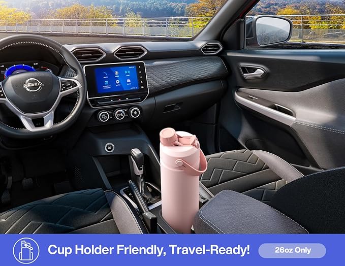 26 oz Insulated Water Bottle with 2-in-1 Straw and Spout Lid, Keep Cold 24H, Leak-Proof, Fits in Car Cup Holder, Stainless Steel Water Bottle for Sports, Travel, and School (Lupine)