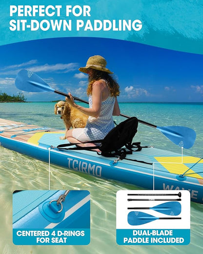 Inflatable Stand Up Paddle Board for Adults with Seam Welded Technology, 10'6''x33''x6'', Durable SUP with Dual-Blade Paddle and Complete Accessories, 390 lbs Capacity, Beginner-Friendly