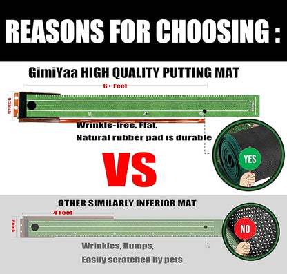 GimYaa Golf Putting mat Green Indoor and Outdoor with Auto Ball Return,Game Practice Golf Gifts for Home, Office, Backyard Indoor Golf and Outdoor Use, Crystal Velvet Mat