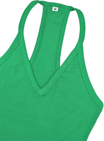 iGENJUN Workout Tops for Women Racerback Basic Tank Summer 2025 Camisole V Neck Slim Fit Ribbed Sleeveless