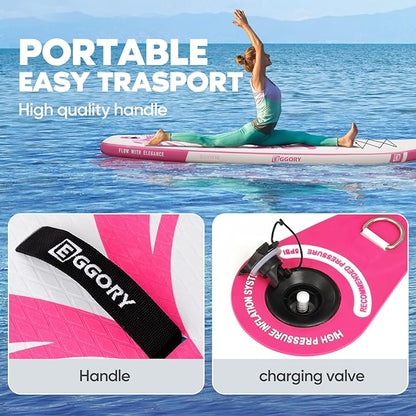 Inflatable Paddle Board,Stand Up Paddle Board Set, Extra Wide SUP Board with Removable Fin, Floating Paddle, Hand Pump, Waterproof Phone Pouch,Traveling Board