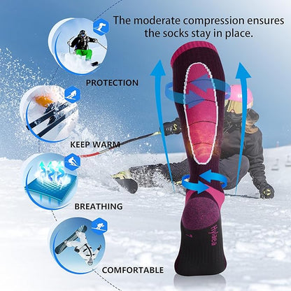 Hylaea Merino Wool Ski Socks, Cold Weather Socks for Snowboarding, Snow, Winter, Thermal Knee-high Warm Socks, Hunting