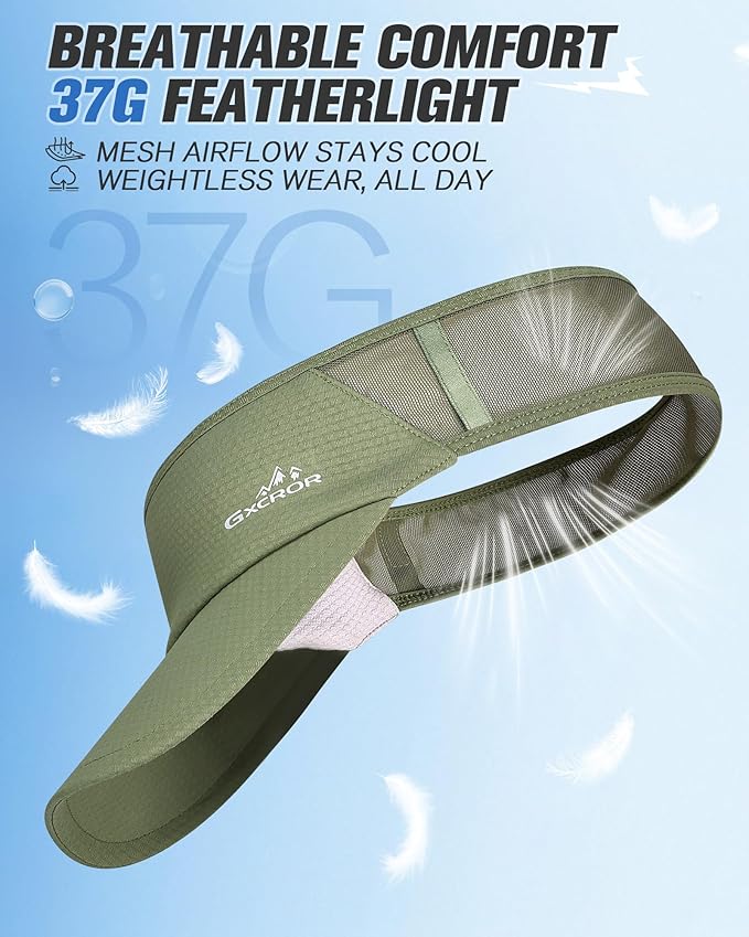 GXCROR Sports Sun Visor Hat Men Women, Lightweight Breathable Quick Dry Sports Sun Hat for Running Golf Tennis