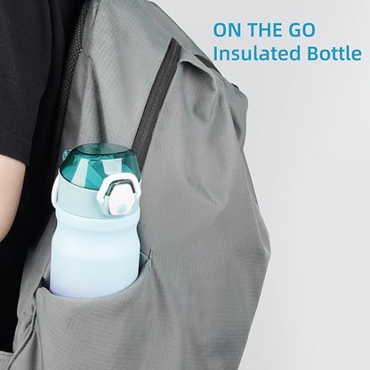 Insulated Water Bottle with Straw and Carry Loop,18 oz Stainless Steel Double Wall Vaccum Metal Water Flask with Leak-proof Lid,Ocean Dream