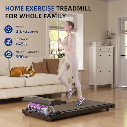 SupeRun Walking Pad, Under Desk Treadmill, 3 in 1 Portable Treadmill with Remote Control LED Display, 2.5 HP Quiet Walking Jogging Machine for Office Home Use, 300 Lbs Capacity
