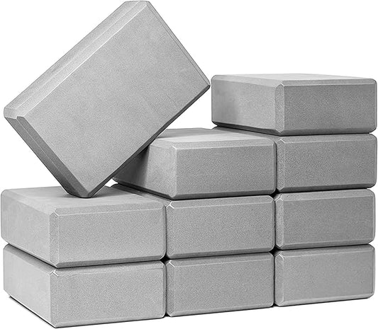 Sunshine Yoga 3" Yoga Block, 10 Pack Bulk EVA Foam Yoga Blocks, Firm and Supportive Yoga Brick, Balance Foam for Stretching, Pilates, and Workout, 3" x 6" x 9"