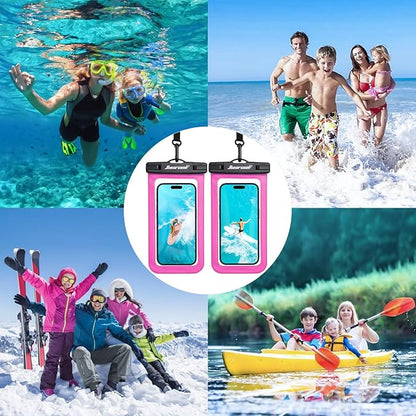 Hiearcool Waterproof Phone Pouch,Waterproof Phone Case for iPhone 17 16 15 14 13 Pro Max Plus up to 8.3",IPX8 Cellphone Dry Bag for Beach Cruise Travel-Bright Red-2Pack