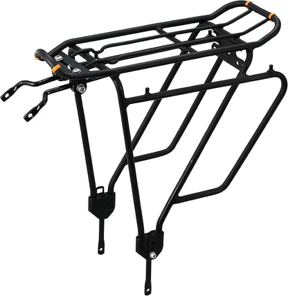 Ibera Bike Rack - Bicycle Touring Carrier Plus+ for Disc Brake/Non-Disc Brake Mount, Fat Tire Bikes, Frame-Mounted for Heavier Top & Side Loads, Height Adjustable for 26"-29" Frames