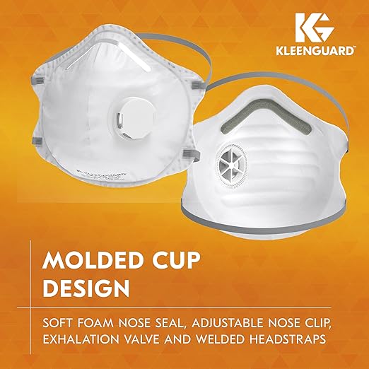 Kleenguard™ 3300 Series N95 Particulate Respirator (54626), RA3315V Molded Cup Style, NIOSH-Approved, Exhalation Valve, Regular Fit, White (10 Respirators/Box)