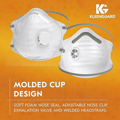 Kleenguard™ 3300 Series N95 Particulate Respirator (54626), RA3315V Molded Cup Style, NIOSH-Approved, Exhalation Valve, Regular Fit, White (10 Respirators/Box)