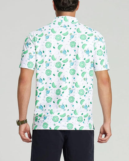 Golf Shirts for Men - Moisture Wicking Short Sleeve Performance Sport Casual Striped Collared Mens Polo Shirt