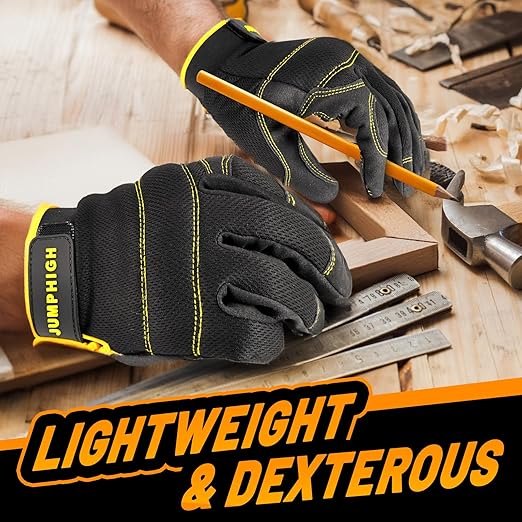 JUMPHIGH Work Gloves Women 2 Pairs, UltraLight Gardening Gloves, MultiFunctional Utility Gloves for Yard, Houseworking, Warehouse, Touchscreen, Flex Grip, Machine Washable (S)