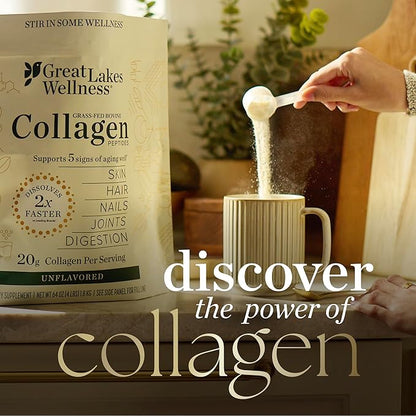 Great Lakes Wellness Collagen Peptides Powder for Skin, Hair, Nails, Joints & Digestion - Variety Flavors - Quick Dissolve Hydrolyzed, Non-GMO, Kosher - 12 Sticks